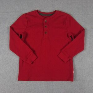 Tommy Bahama Shirt Boy's S 5/6 Red Henley Long Sleeve Solid